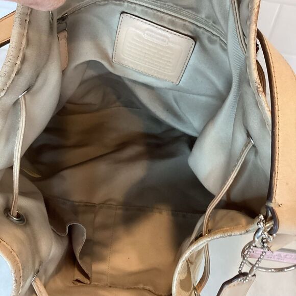 Coach Signature Stripe Jacquard Drawstring Large Tote Bag - Picture 13 of 16